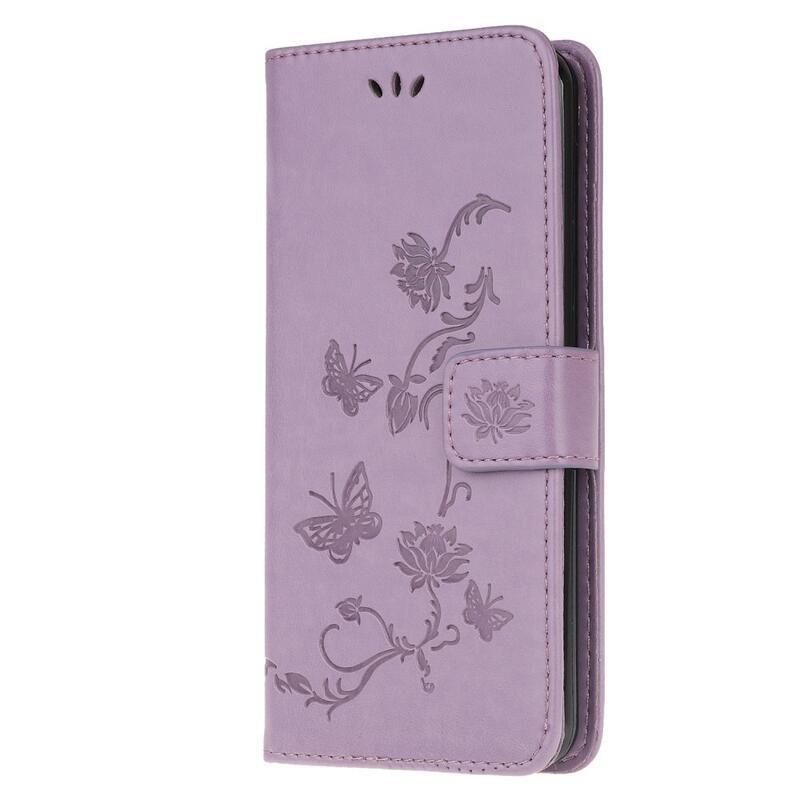 Flower PU kožené peněženkové pouzdro na mobil Samsung Galaxy M53 5G - světlefialové