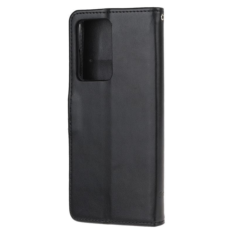 Flower PU kožené peněženkové pouzdro na mobil Samsung Galaxy S20 Ultra - černé