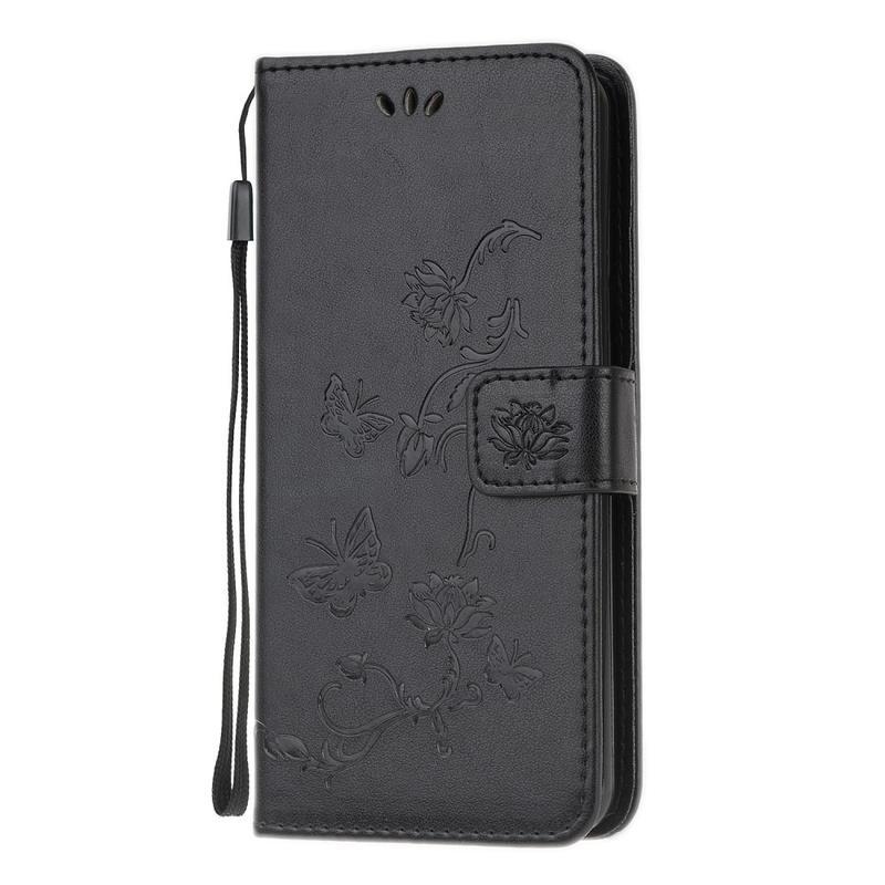 Flower PU kožené peněženkové pouzdro na mobil Samsung Galaxy S20 Ultra - černé