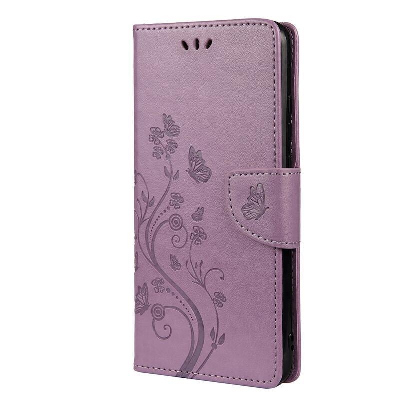 Flower PU kožené peněženkové pouzdro na mobil Xiaomi Redmi Note 11 Pro 4G/5G - světlefialové