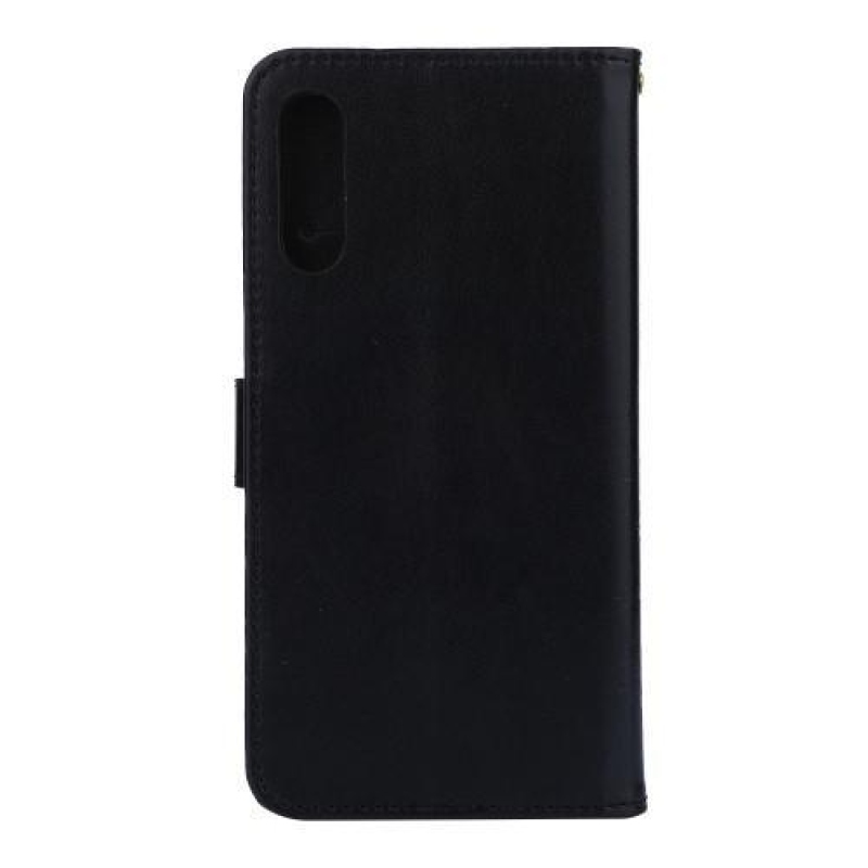 Flower PU kožené peněženkové pouzdro na Samsung Galaxy A50 / A30s - černé
