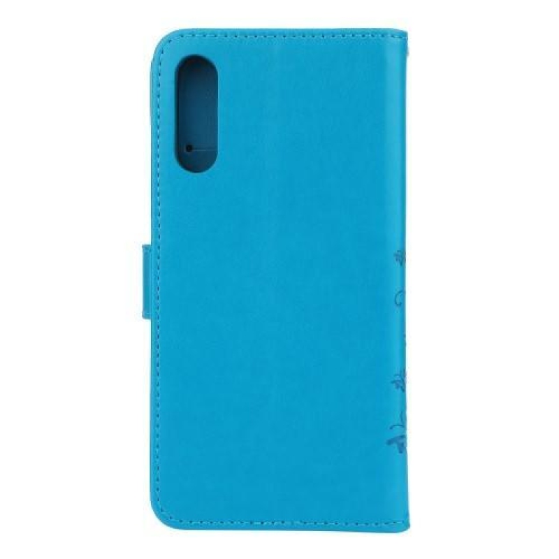 Flower PU kožené peněženkové pouzdro na Samsung Galaxy A50 / A30s - modré