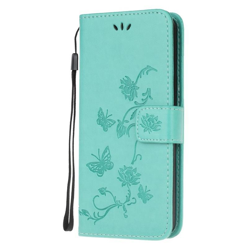 Flower PU kožené peněženkové pouzdro pro mobil Samsung Galaxy A51 - zelené