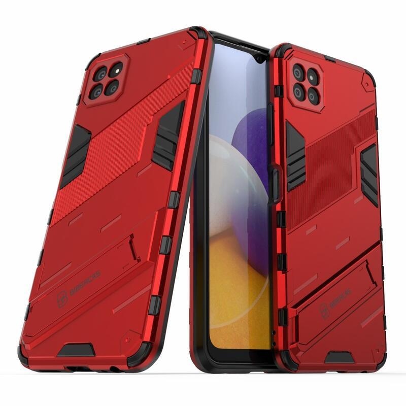 Fold odolný hybridný kryt s výklopným stojánkem na mobil Samsung Galaxy A22 5G - červený
