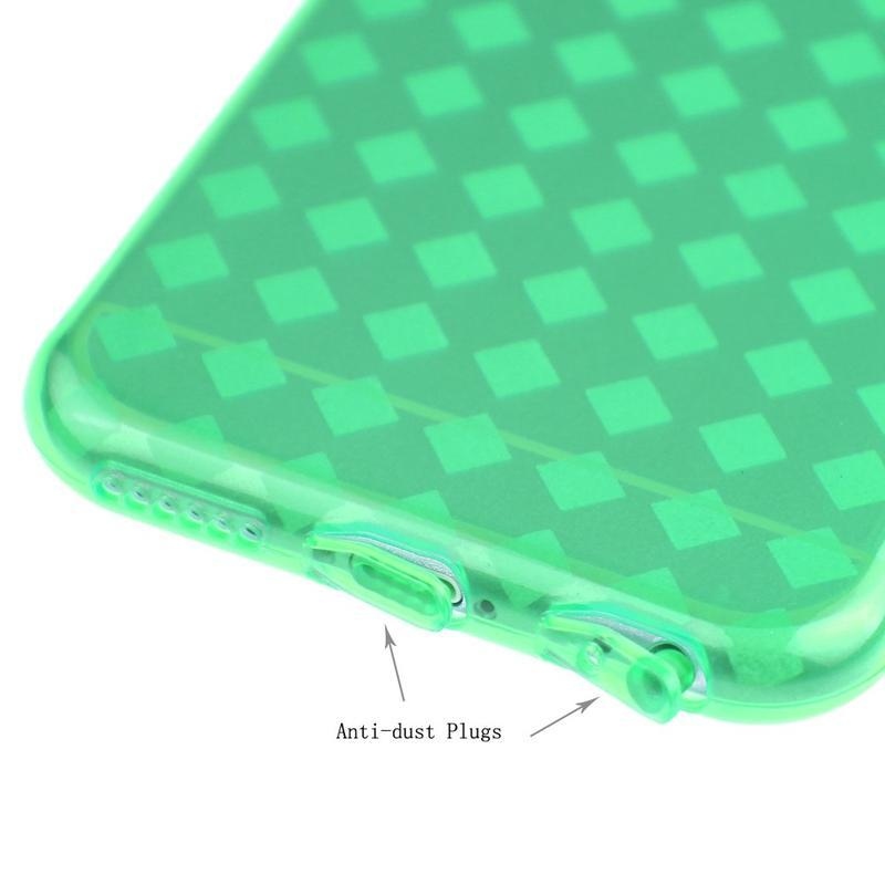Gelové kostkované pouzdro na iPhone 6, 4.7 - zelené