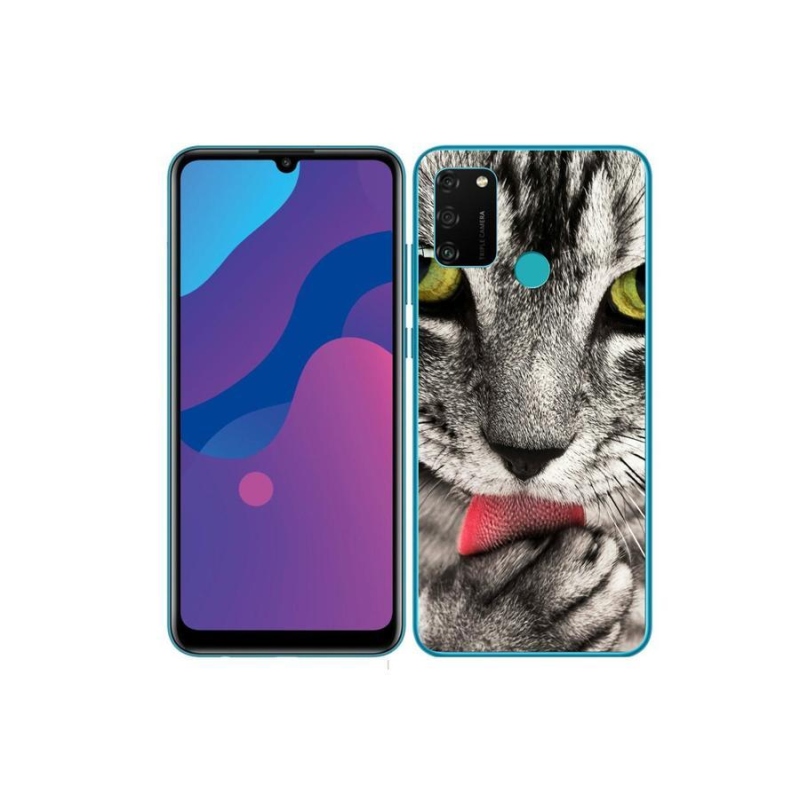 Gelové pouzdro mmCase na mobil Honor 9A - zelené kočičí oči