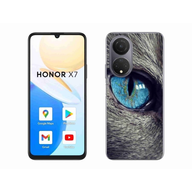 Gelové pouzdro mmCase na mobil Honor X7 - modré kočičí oko