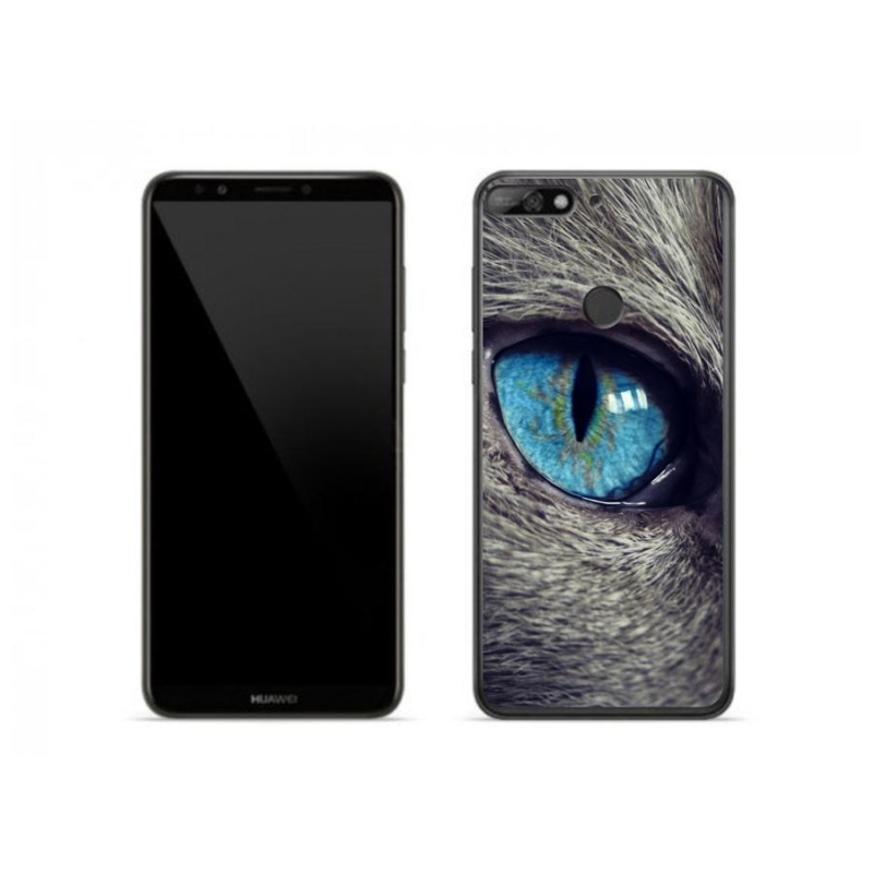 Gelové pouzdro mmCase na mobil Huawei Y7 (2018) - modré kočičí oko