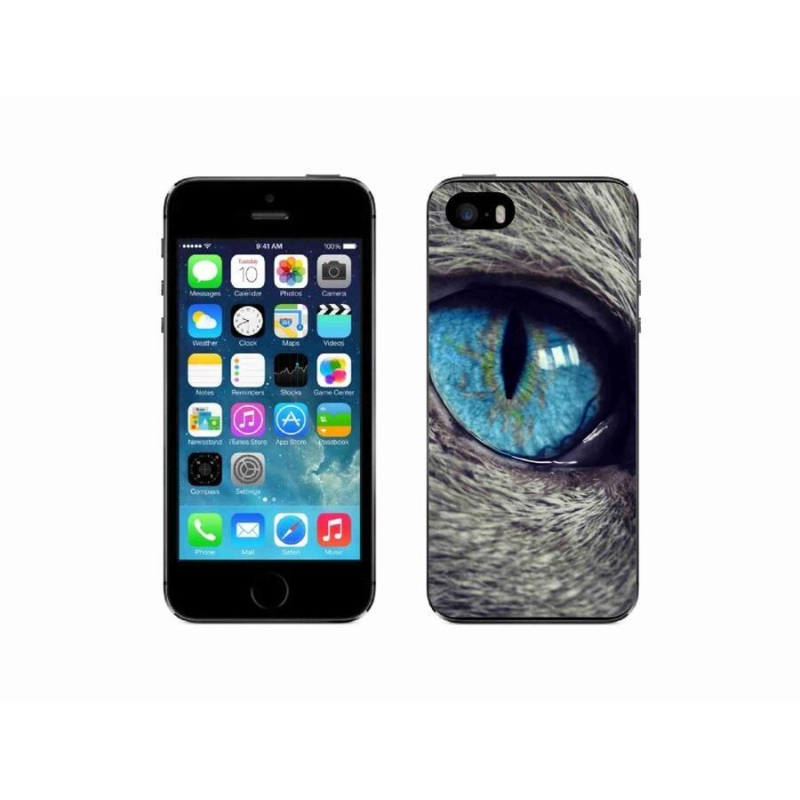 Gelové pouzdro mmCase na mobil iPhone 5/5s - modré kočičí oko