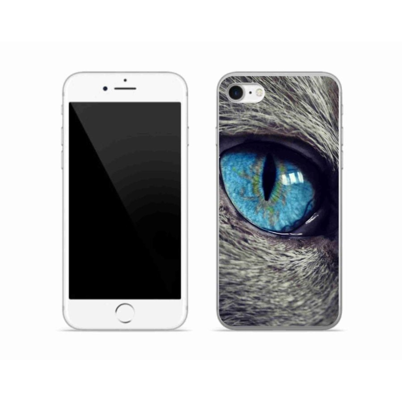 Gelové pouzdro mmCase na mobil iPhone SE (2020) - modré kočičí oko