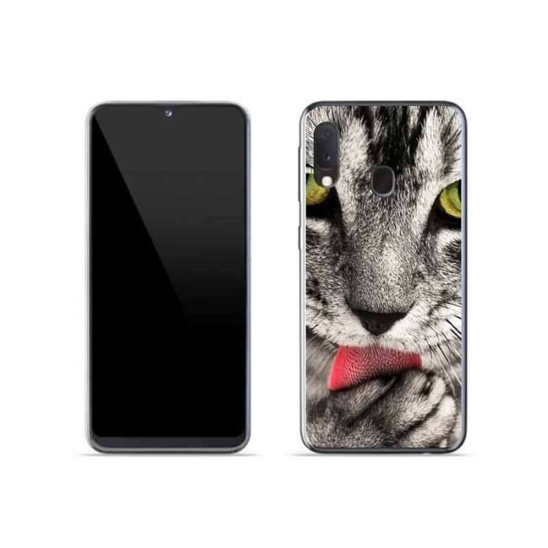 Gelové pouzdro mmCase na mobil Samsung Galaxy A20e - zelené kočičí oči