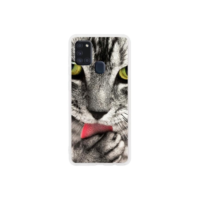 Gelové pouzdro mmCase na mobil Samsung Galaxy A21s - zelené kočičí oči