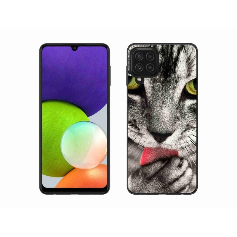 Gelové pouzdro mmCase na mobil Samsung Galaxy A22 4G - zelené kočičí oči