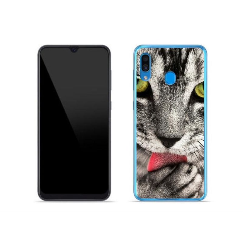 Gelové pouzdro mmCase na mobil Samsung Galaxy A30 - zelené kočičí oči