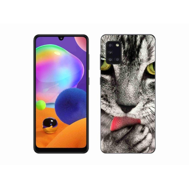 Gelové pouzdro mmCase na mobil Samsung Galaxy A31 - zelené kočičí oči
