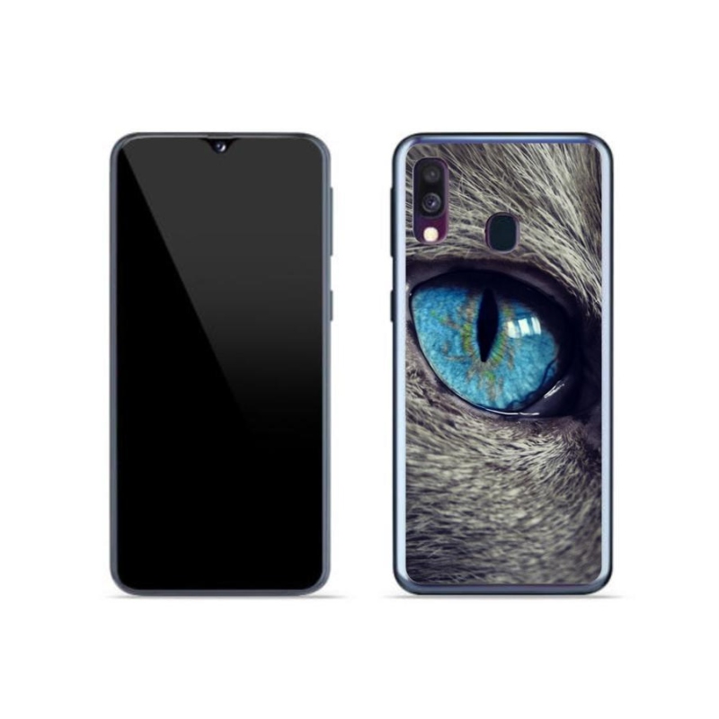 Gelové pouzdro mmCase na mobil Samsung Galaxy A40 - modré kočičí oko