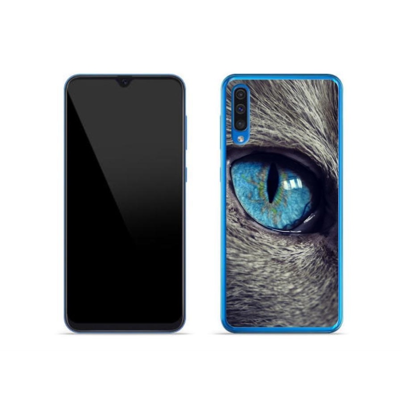 Gelové pouzdro mmCase na mobil Samsung Galaxy A50 - modré kočičí oko