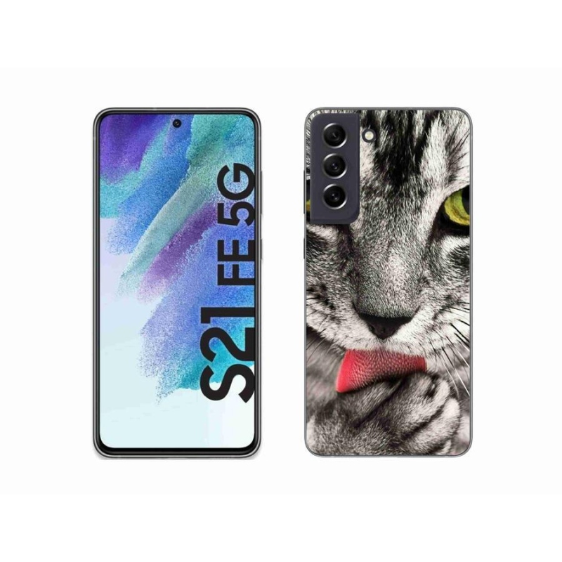 Gelové pouzdro mmCase na mobil Samsung Galaxy S21 FE 5G - zelené kočičí oči
