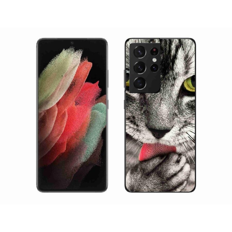 Gelové pouzdro mmCase na mobil Samsung Galaxy S21 Ultra 5G - zelené kočičí oči