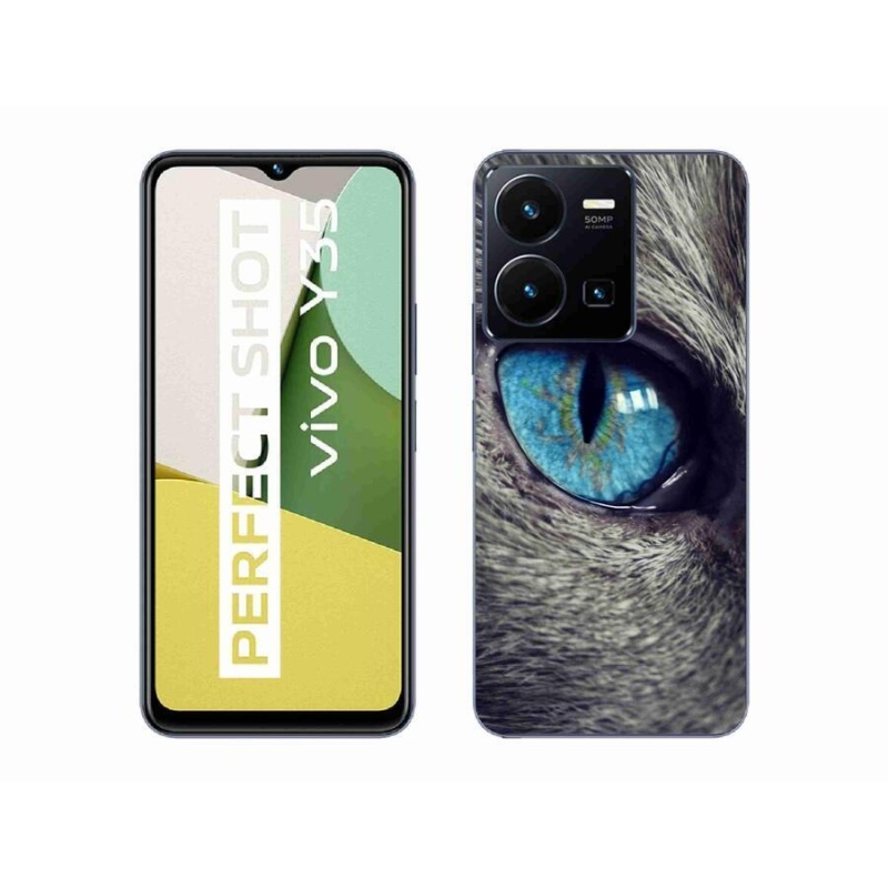 Gelové pouzdro mmCase na mobil Vivo Y35 - modré kočičí oko