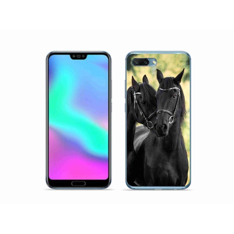 Gelový kryt mmCase na mobil Honor 10 - dva černí koně