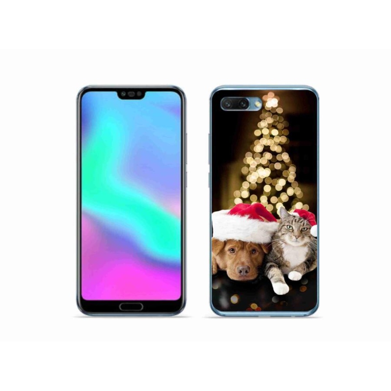 Gelový kryt mmCase na mobil Honor 10 - vánoční pes a kočka