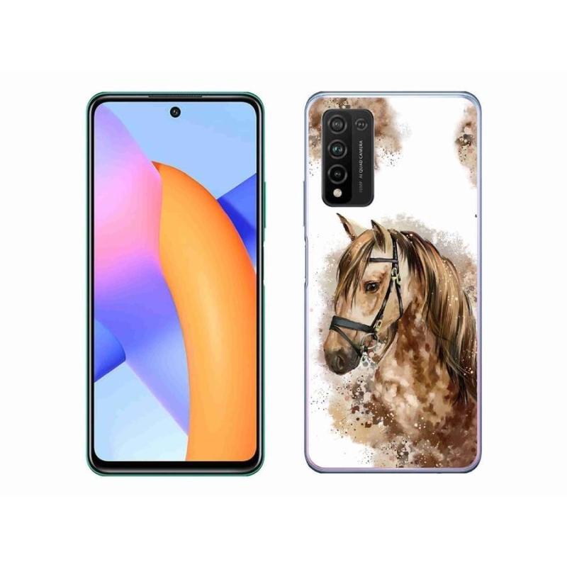Gelový kryt mmCase na mobil Honor 10X Lite - hnědý kreslený kůň