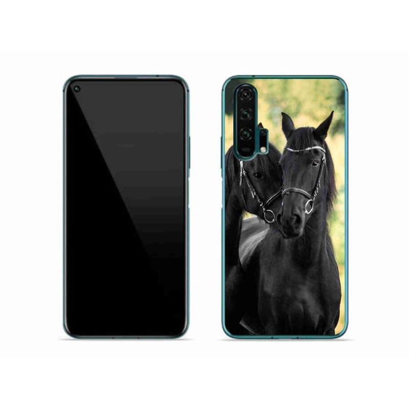 Gelový kryt mmCase na mobil Honor 20 Pro - dva černí koně