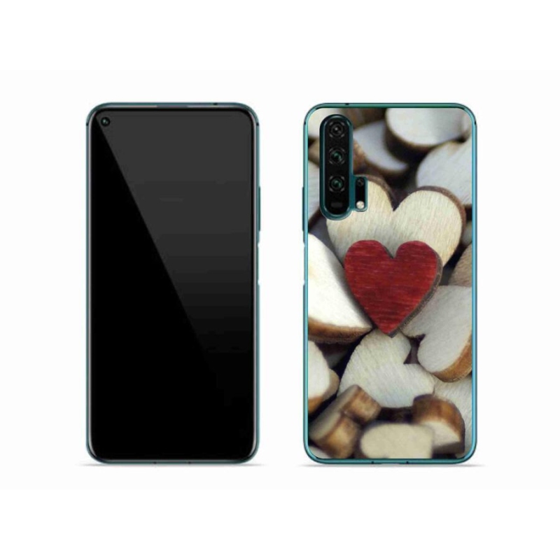 Gelový kryt mmCase na mobil Honor 20 Pro - gravírované červené srdce
