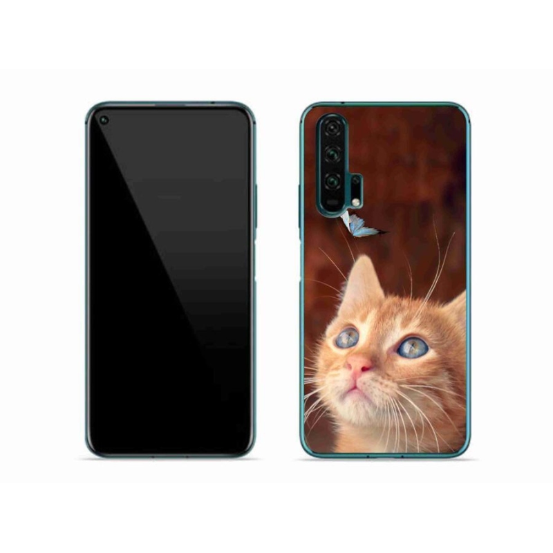 Gelový kryt mmCase na mobil Honor 20 Pro - motýl a kotě