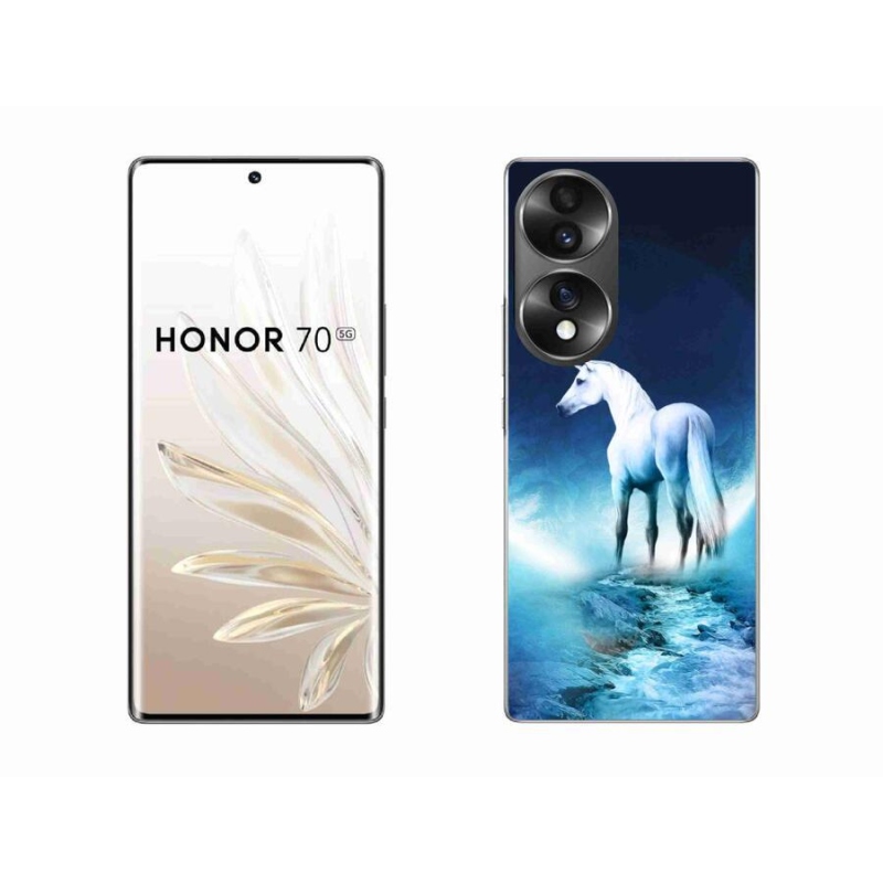 Gelový kryt mmCase na mobil Honor 70 - bílý jednorožec