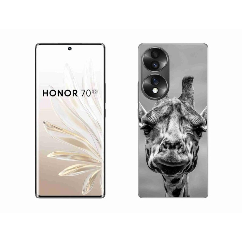 Gelový kryt mmCase na mobil Honor 70 - černobílá žirafa