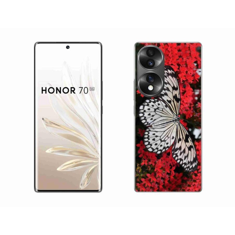 Gelový kryt mmCase na mobil Honor 70 - černobílý motýl 1
