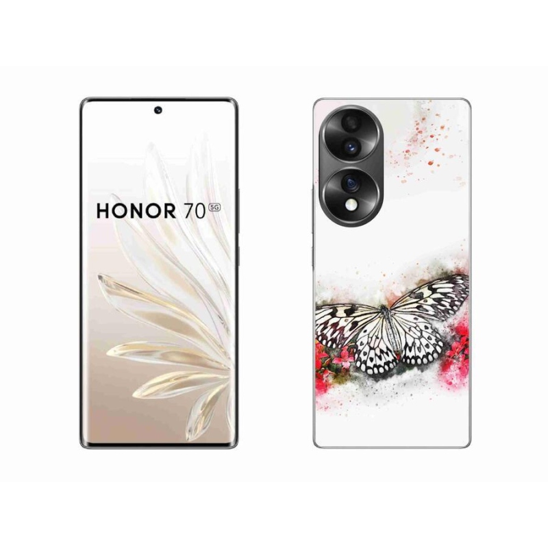 Gelový kryt mmCase na mobil Honor 70 - černobílý motýl