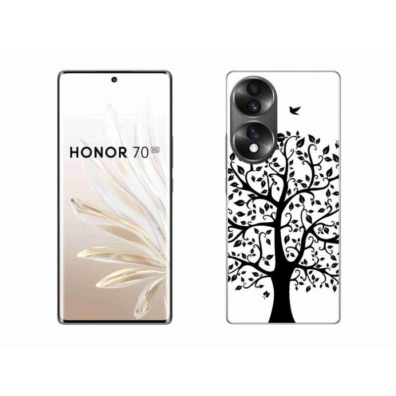 Gelový kryt mmCase na mobil Honor 70 - černobílý strom