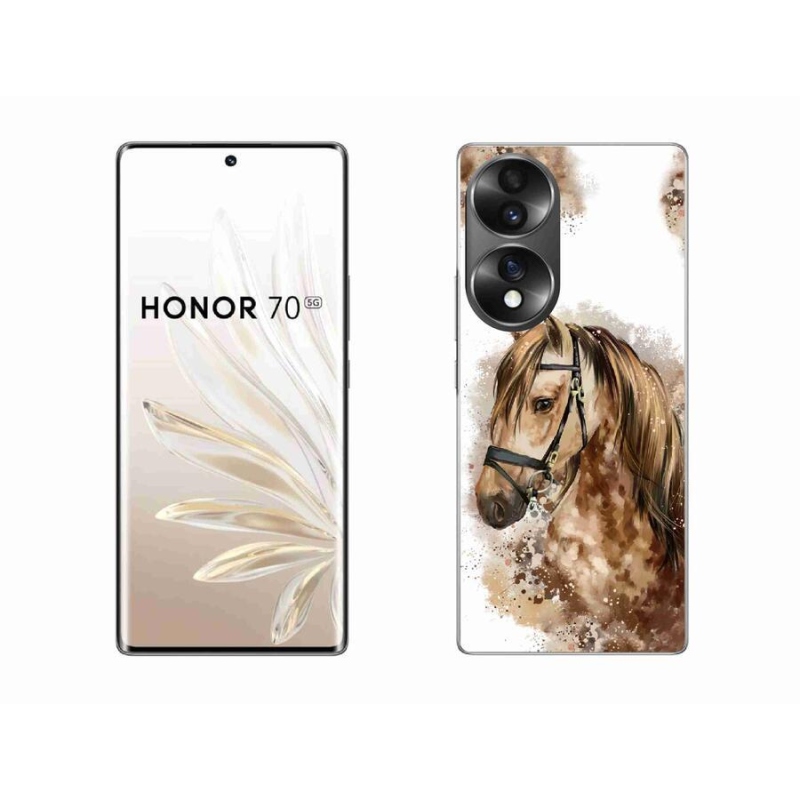 Gelový kryt mmCase na mobil Honor 70 - hnědý kreslený kůň