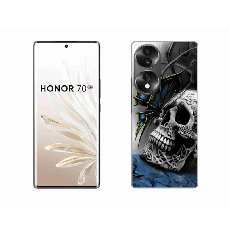 Gelový kryt mmCase na mobil Honor 70 - motýl a lebka