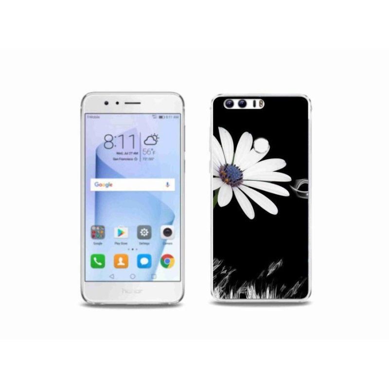 Gelový kryt mmCase na mobil Honor 8 - bílá květina