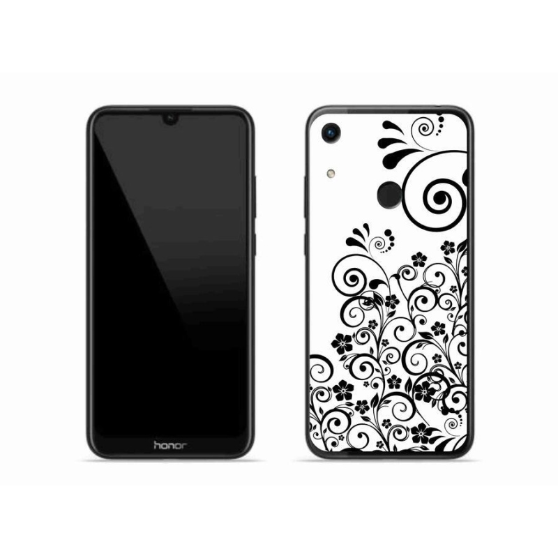 Gelový kryt mmCase na mobil Honor 8A - černobílé květinové vzory