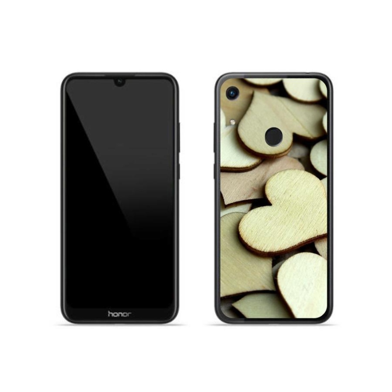 Gelový kryt mmCase na mobil Honor 8A - dřevěná srdíčka