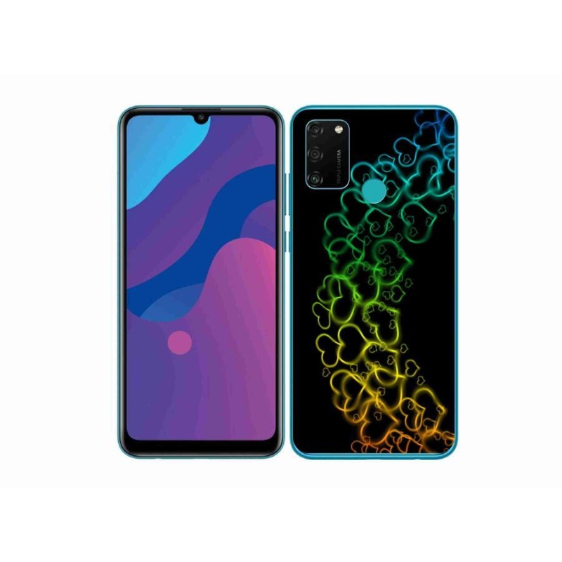Gelový kryt mmCase na mobil Honor 9A - barevná srdíčka
