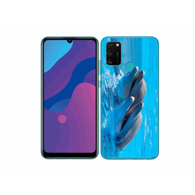 Gelový kryt mmCase na mobil Honor 9A - delfíni