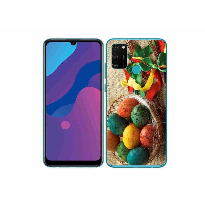 Gelový kryt mmCase na mobil Honor 9A - pomlázky a vajíčka
