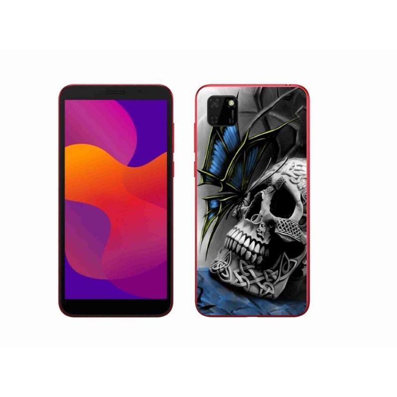 Gelový kryt mmCase na mobil Honor 9S - motýl a lebka
