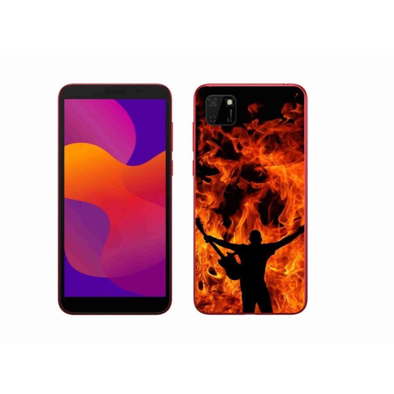Gelový kryt mmCase na mobil Honor 9S - muzikant a oheň