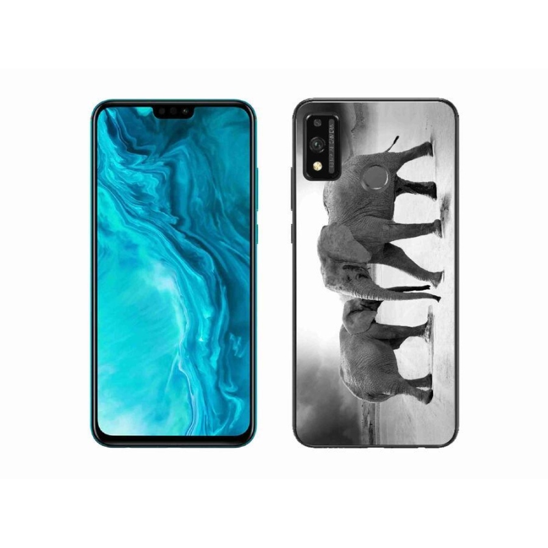 Gelový kryt mmCase na mobil Honor 9X Lite - černobílí sloni