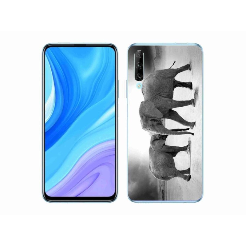 Gelový kryt mmCase na mobil Honor 9X Pro - černobílí sloni