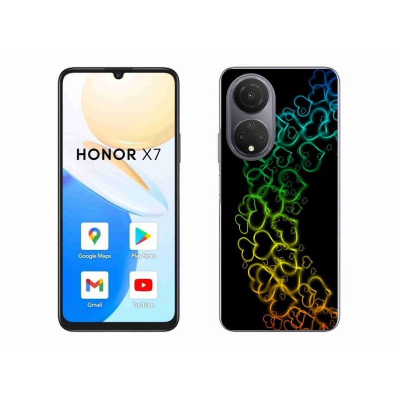 Gelový kryt mmCase na mobil Honor X7 - barevná srdíčka