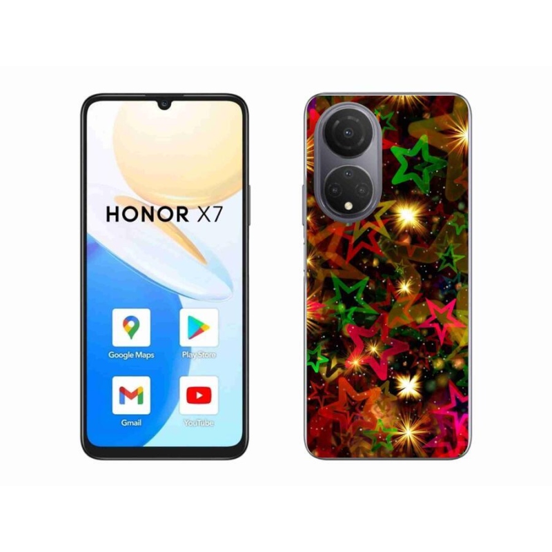Gelový kryt mmCase na mobil Honor X7 - barevné hvězdičky