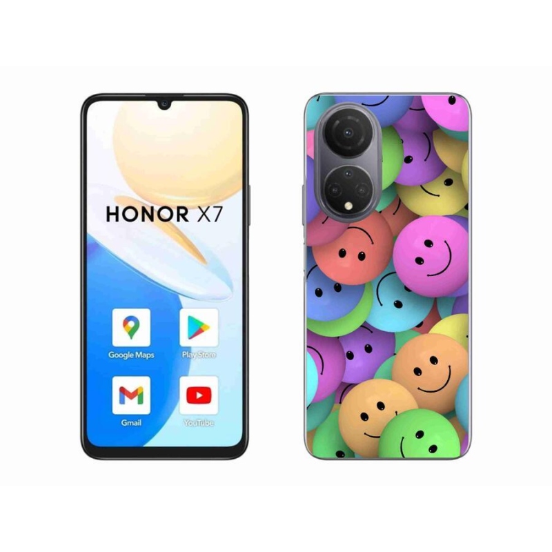 Gelový kryt mmCase na mobil Honor X7 - barevní smajlíci